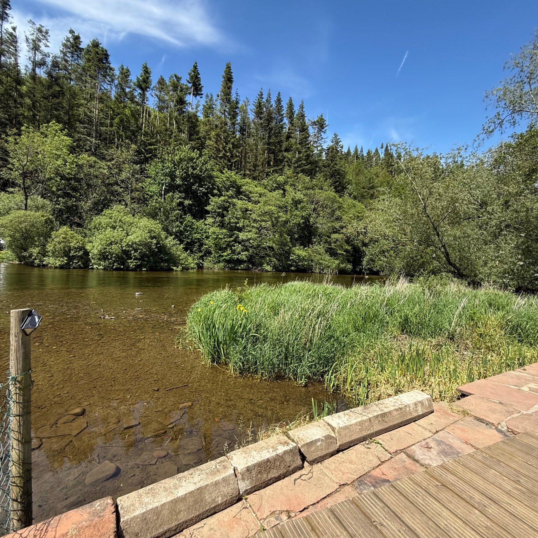 The river at the foot of Dunmallet's garden